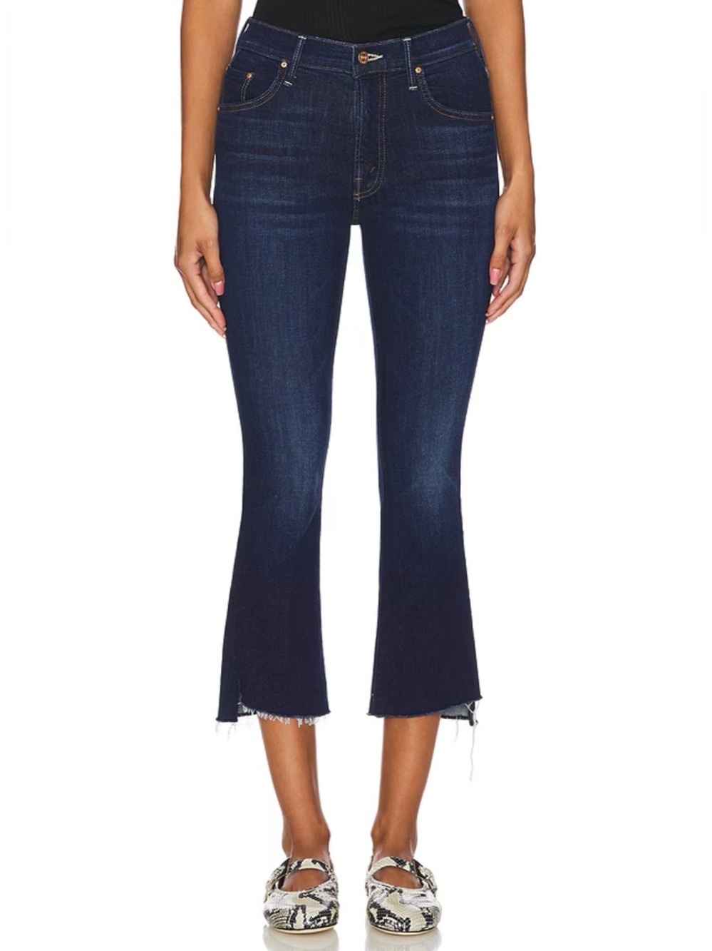 Lil' MOTHER Lil' Insider Crop Step Fray Jeans in Off Limits Size 28